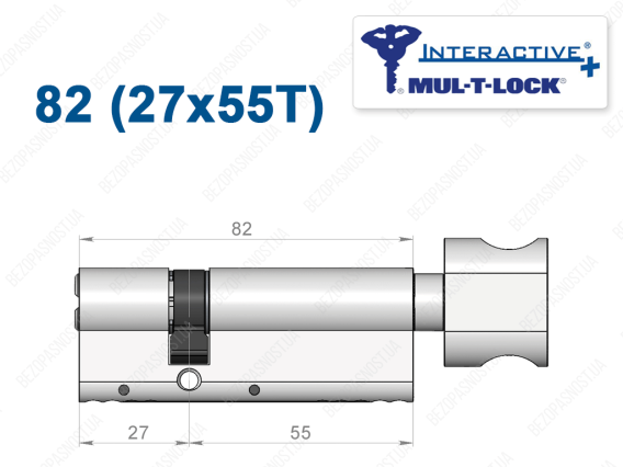 Циліндр Mul-T-Lock Interactive+ з тумблером 82 мм (27x55T)