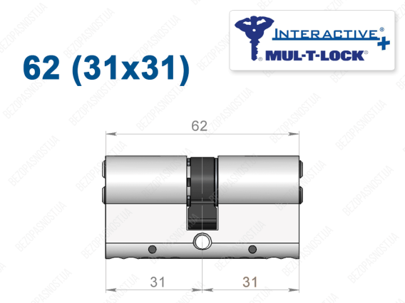 Цилиндр Mul-T-Lock Interactive+ ключ-ключ 62 мм (31x31)