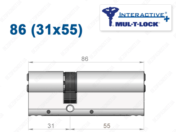 Цилиндр Mul-T-Lock Interactive+ ключ-ключ 86 мм (31x55)