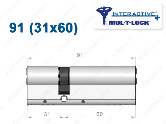 Цилиндр Mul-T-Lock Interactive+ ключ-ключ 91 мм (31x60)