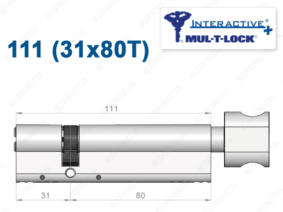 Циліндр Mul-T-Lock Interactive+ з тумблером 111 мм (31x80T)