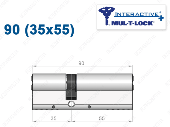 Циліндр Mul-T-Lock Interactive+ ключ-ключ 90 мм (35x55)