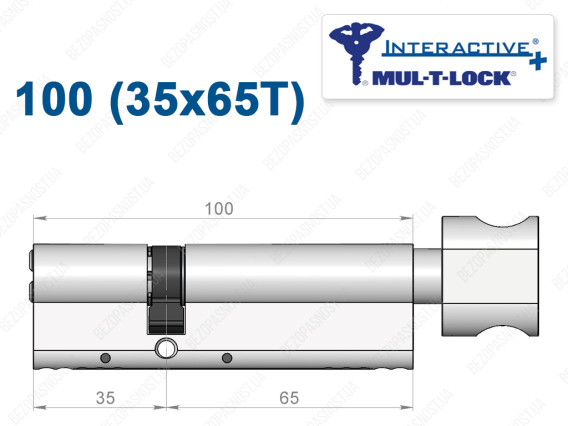 Цилиндр Mul-T-Lock Interactive+ с тумблером 100 мм (35x65T)