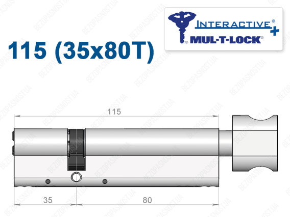 Цилиндр Mul-T-Lock Interactive+ с тумблером 115 мм (35x80T)
