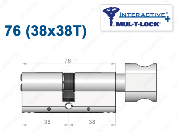 Циліндр Mul-T-Lock Interactive+ з тумблером 76 мм (38x38T)