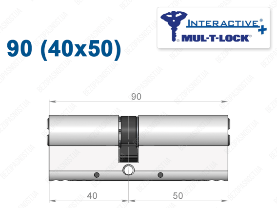Циліндр Mul-T-Lock Interactive+ ключ-ключ 90 мм (40x50)