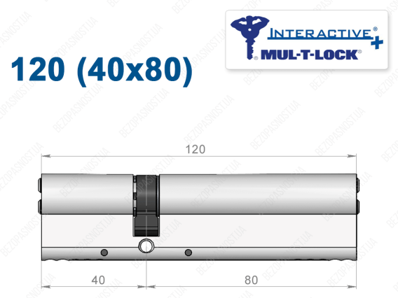 Цилиндр Mul-T-Lock Interactive+ ключ-ключ 120 мм (40x80)