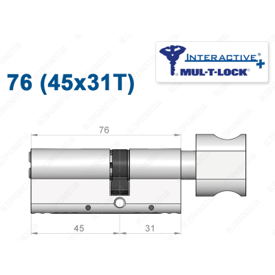Цилиндр Mul-T-Lock Interactive+ с тумблером 76 мм (45x31T)
