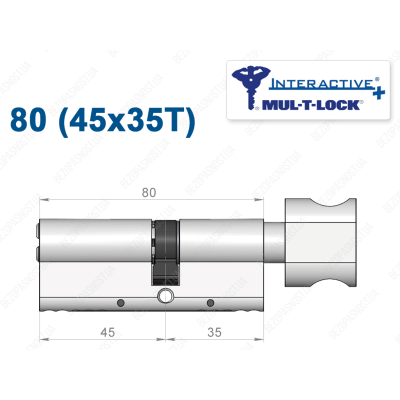 Циліндр Mul-T-Lock Interactive+ з тумблером 80 мм (45x35T)
