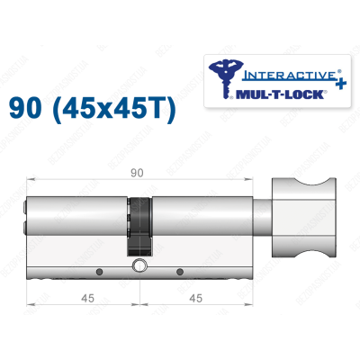 Цилиндр Mul-T-Lock Interactive+ с тумблером 90 мм (45x45T)