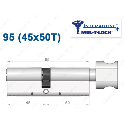 Цилиндр Mul-T-Lock Interactive+ с тумблером 95 мм (45x50T)