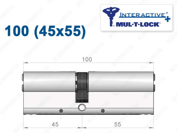 Цилиндр Mul-T-Lock Interactive+ ключ-ключ 100 мм (45x55)
