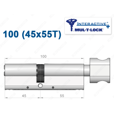 Цилиндр Mul-T-Lock Interactive+ с тумблером 100 мм (45x55T)