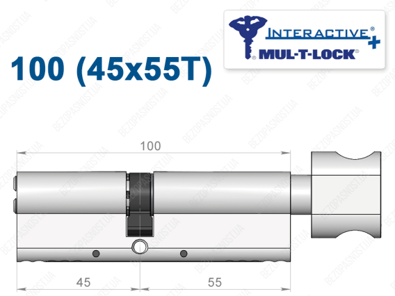 Цилиндр Mul-T-Lock Interactive+ с тумблером 100 мм (45x55T)