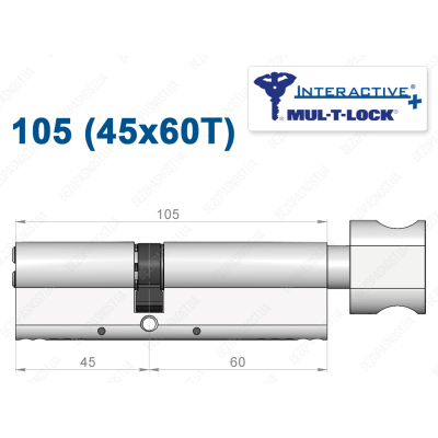 Циліндр Mul-T-Lock Interactive+ з тумблером 105 мм (45x60T)