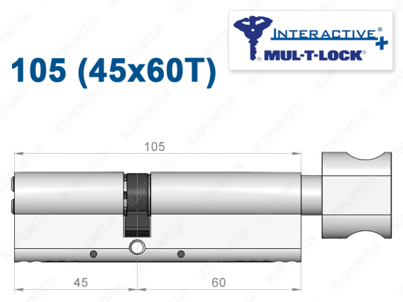Циліндр Mul-T-Lock Interactive+ з тумблером 105 мм (45x60T)