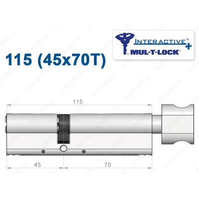 Циліндр Mul-T-Lock Interactive+ з тумблером 115 мм (45x70T)