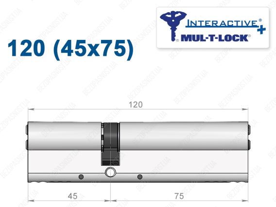 Цилиндр Mul-T-Lock Interactive+ ключ-ключ 120 мм (45x75)