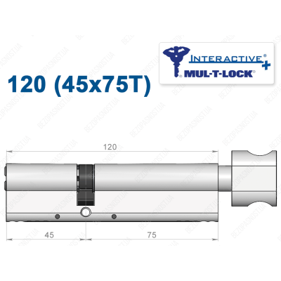 Циліндр Mul-T-Lock Interactive+ з тумблером 120 мм (45x75T)