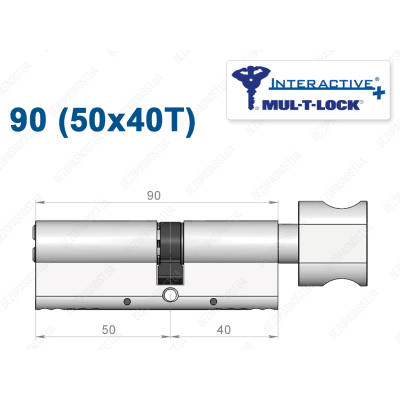 Цилиндр Mul-T-Lock Interactive+ с тумблером 90 мм (50x40T)