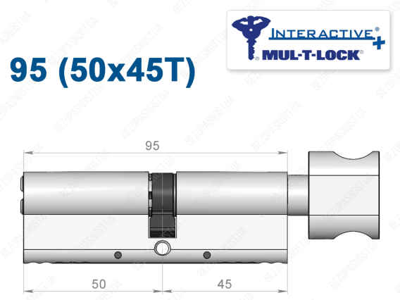 Циліндр Mul-T-Lock Interactive+ з тумблером 95 мм (50x45T)