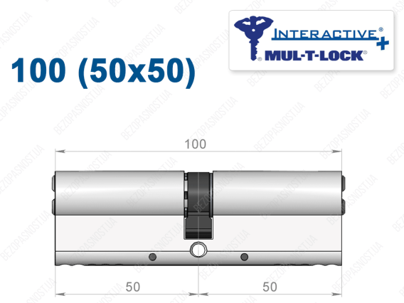 Цилиндр Mul-T-Lock Interactive+ ключ-ключ 100 мм (50x50)