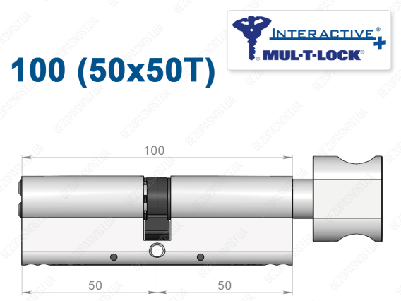 Циліндр Mul-T-Lock Interactive+ з тумблером 100 мм (50x50T)