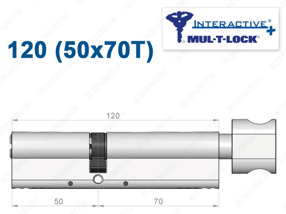 Цилиндр Mul-T-Lock Interactive+ с тумблером 120 мм (50x70T)