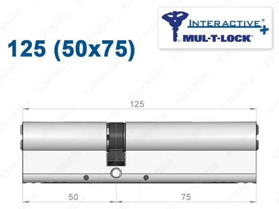 Цилиндр Mul-T-Lock Interactive+ ключ-ключ 125 мм (50x75)