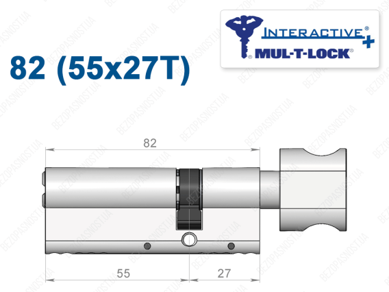 Циліндр Mul-T-Lock Interactive+ з тумблером 82 мм (55x27T)
