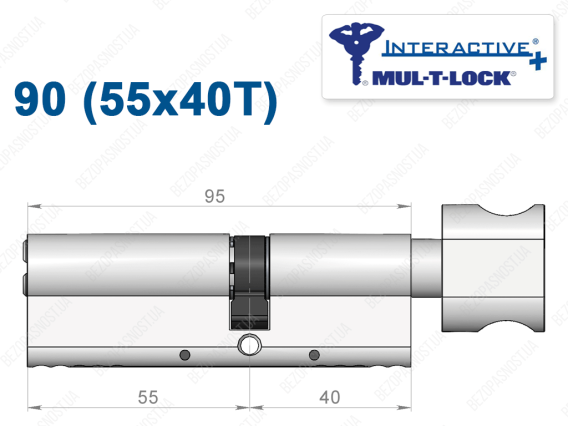 Циліндр Mul-T-Lock Interactive+ з тумблером 95 мм (55x40T)