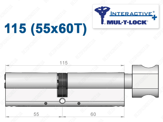 Циліндр Mul-T-Lock Interactive+ з тумблером 115 мм (55x60T)
