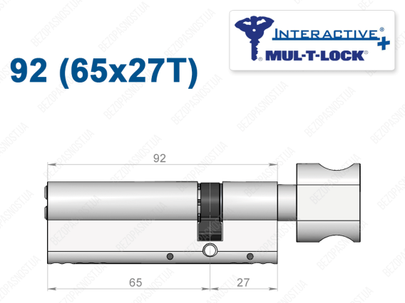 Циліндр Mul-T-Lock Interactive+ з тумблером 92 мм (65x27T)