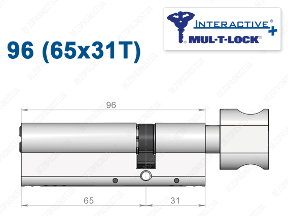 Циліндр Mul-T-Lock Interactive+ з тумблером 96 мм (65x31T)
