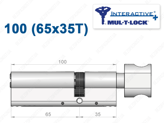 Цилиндр Mul-T-Lock Interactive+ с тумблером 100 мм (65x35T)
