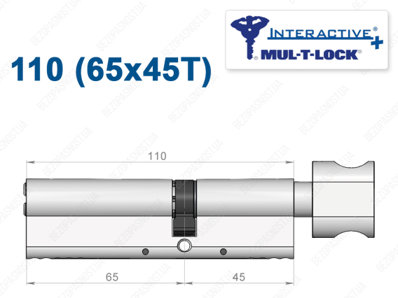 Циліндр Mul-T-Lock Interactive+ з тумблером 110 мм (65x45T)