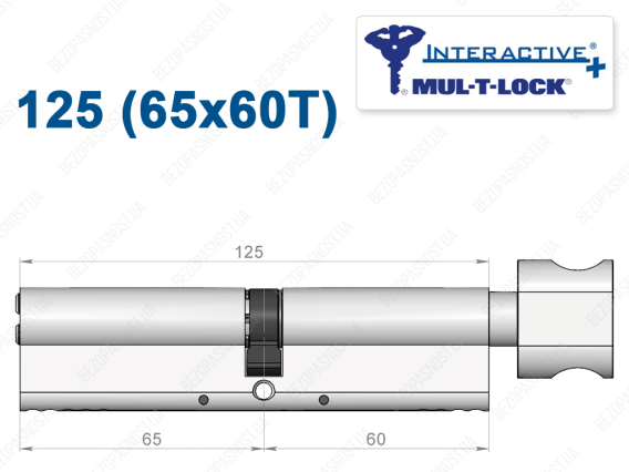 Цилиндр Mul-T-Lock Interactive+ с тумблером 125 мм (65x60T)