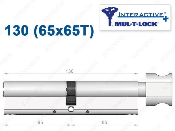 Цилиндр Mul-T-Lock Interactive+ с тумблером 130 мм (65x65T)