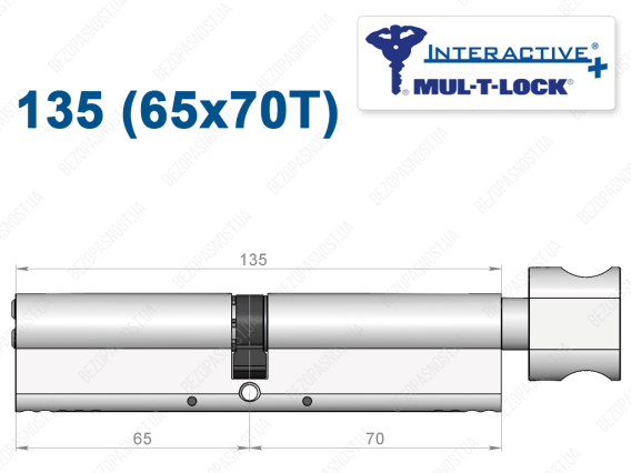Циліндр Mul-T-Lock Interactive+ з тумблером 135 мм (65x70T)