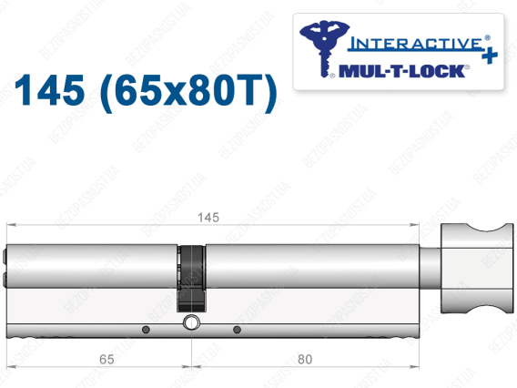 Цилиндр Mul-T-Lock Interactive+ с тумблером 145 мм (65x80T)