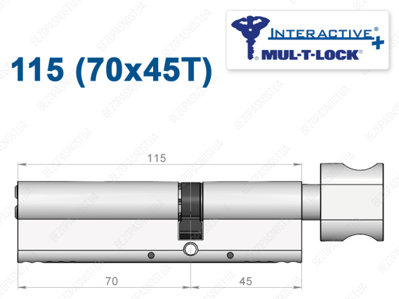 Циліндр Mul-T-Lock Interactive+ з тумблером 115 мм (70x45T)
