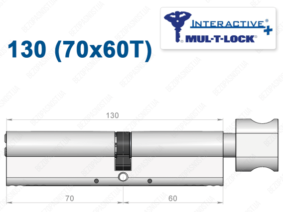 Цилиндр Mul-T-Lock Interactive+ с тумблером 130 мм (70x60T)