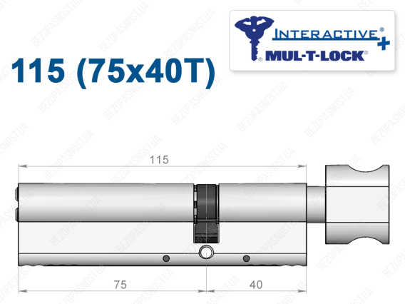 Цилиндр Mul-T-Lock Interactive+ с тумблером 115 мм (75x40T)