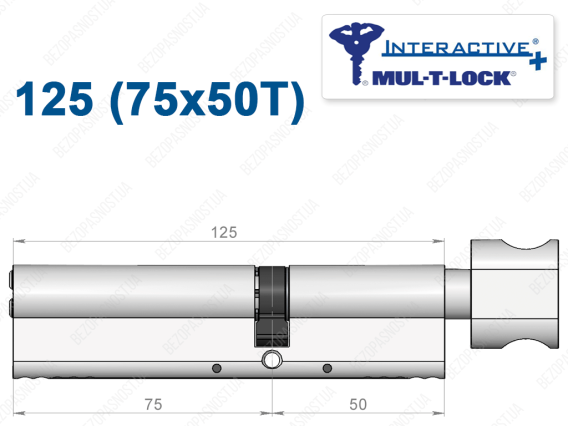 Циліндр Mul-T-Lock Interactive+ з тумблером 125 мм (75x50T)