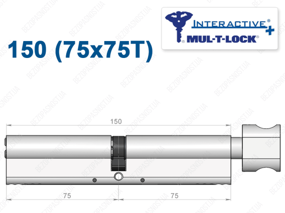 Цилиндр Mul-T-Lock Interactive+ с тумблером 150 мм (75x75T)