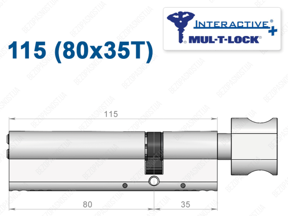 Циліндр Mul-T-Lock Interactive+ з тумблером 115 мм (80x35T)