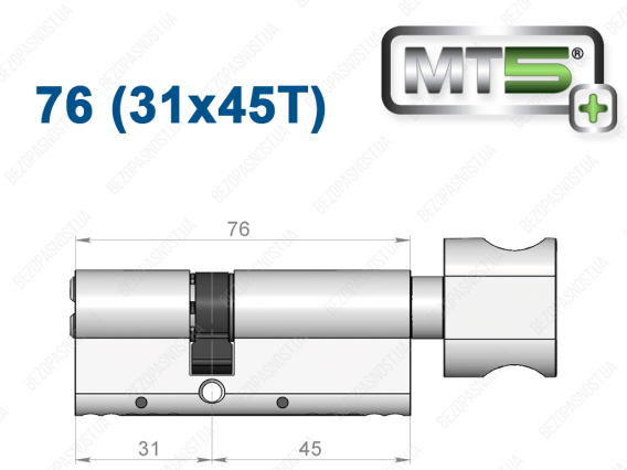 Цилиндр Mul-T-Lock MT5+ с тумблером 76 мм (31x45T)