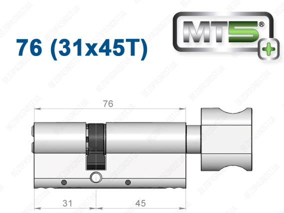 Циліндр Mul-T-Lock MT5+ з тумблером 76 мм (31x45T)