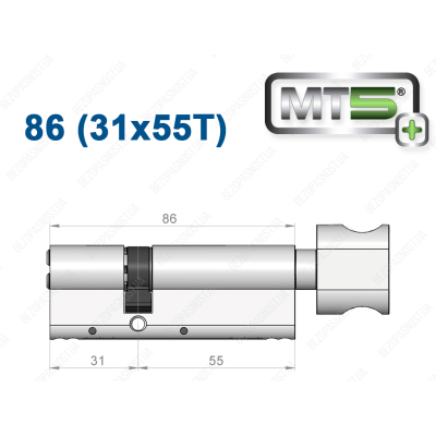 Цилиндр Mul-T-Lock MT5+ с тумблером 86 мм (31x55T)