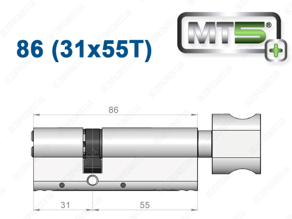 Цилиндр Mul-T-Lock MT5+ с тумблером 86 мм (31x55T)